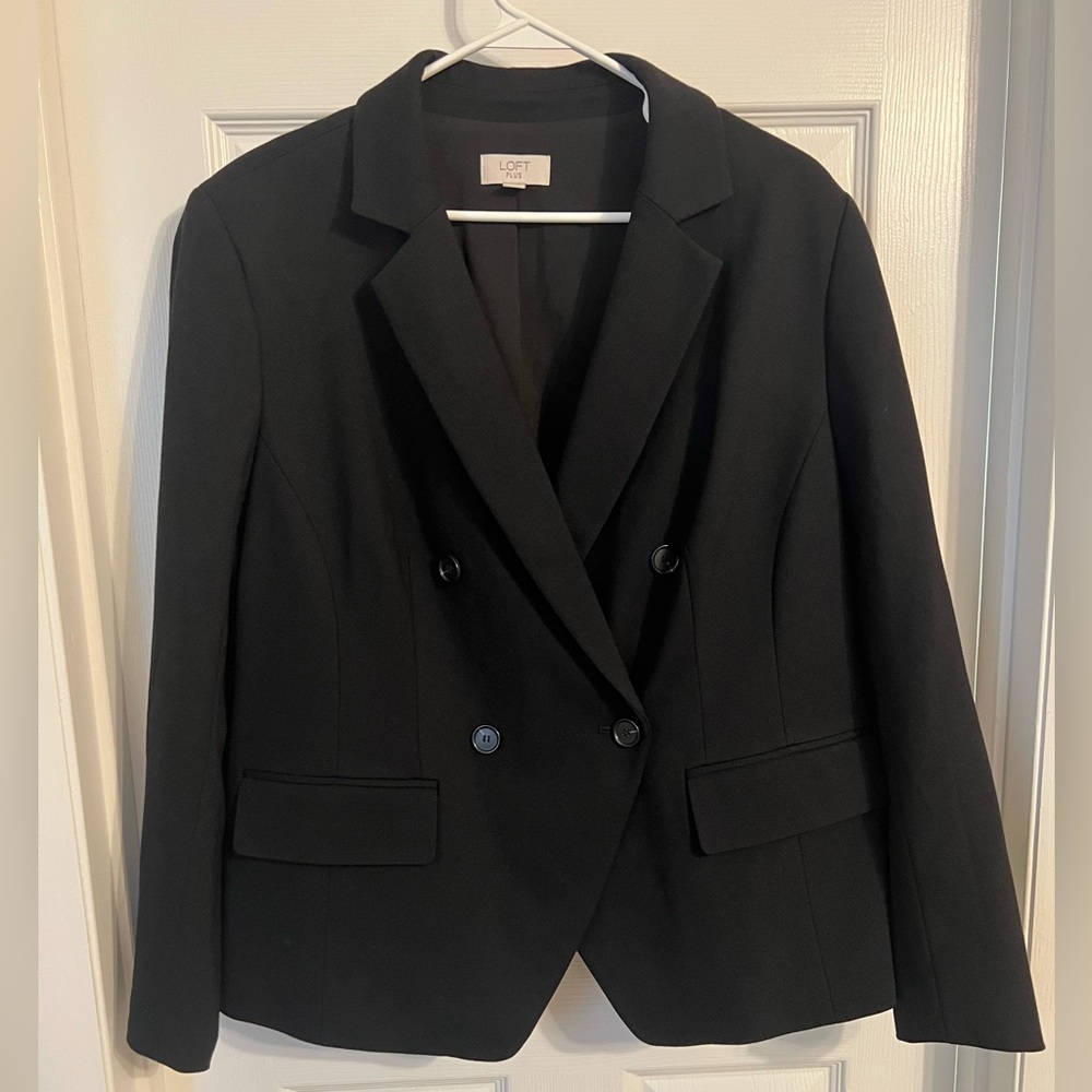 LOFT Black Double-Breasted Blazer